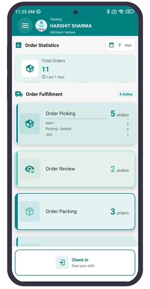 SwilSort warehouse and order fulfilment on mobile
