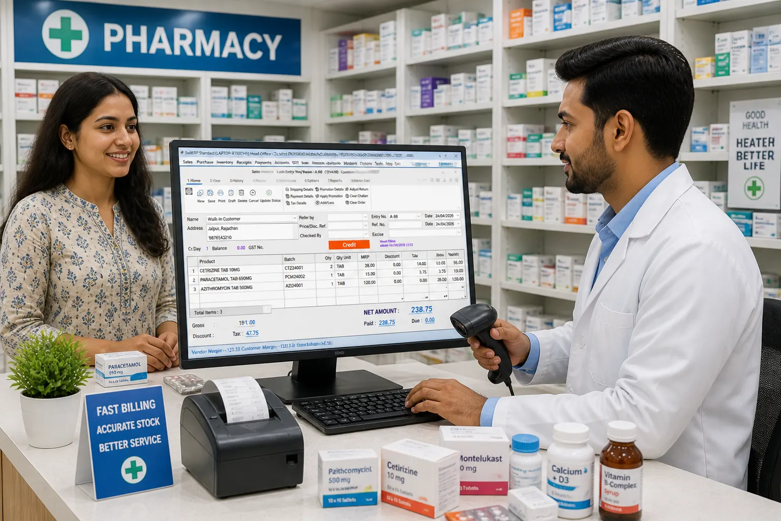Pharmacy Billing Software — SwilERP retail software. Segment preview image for this store type.